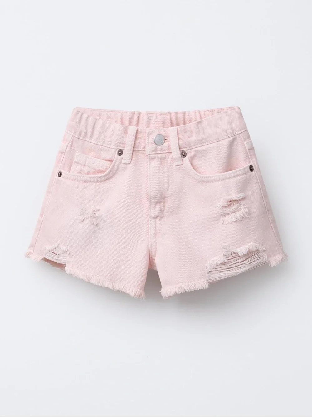 Zara Pink Distressed Denim Shorts - girls Casual Summer Shorts